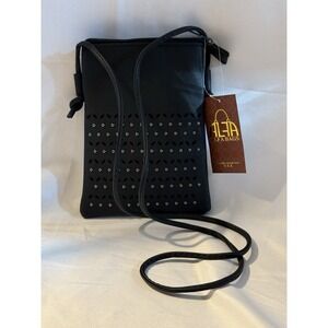 Alfa Bags Vegan Leather Small Crossbody Phone Purse Black Studded NWT